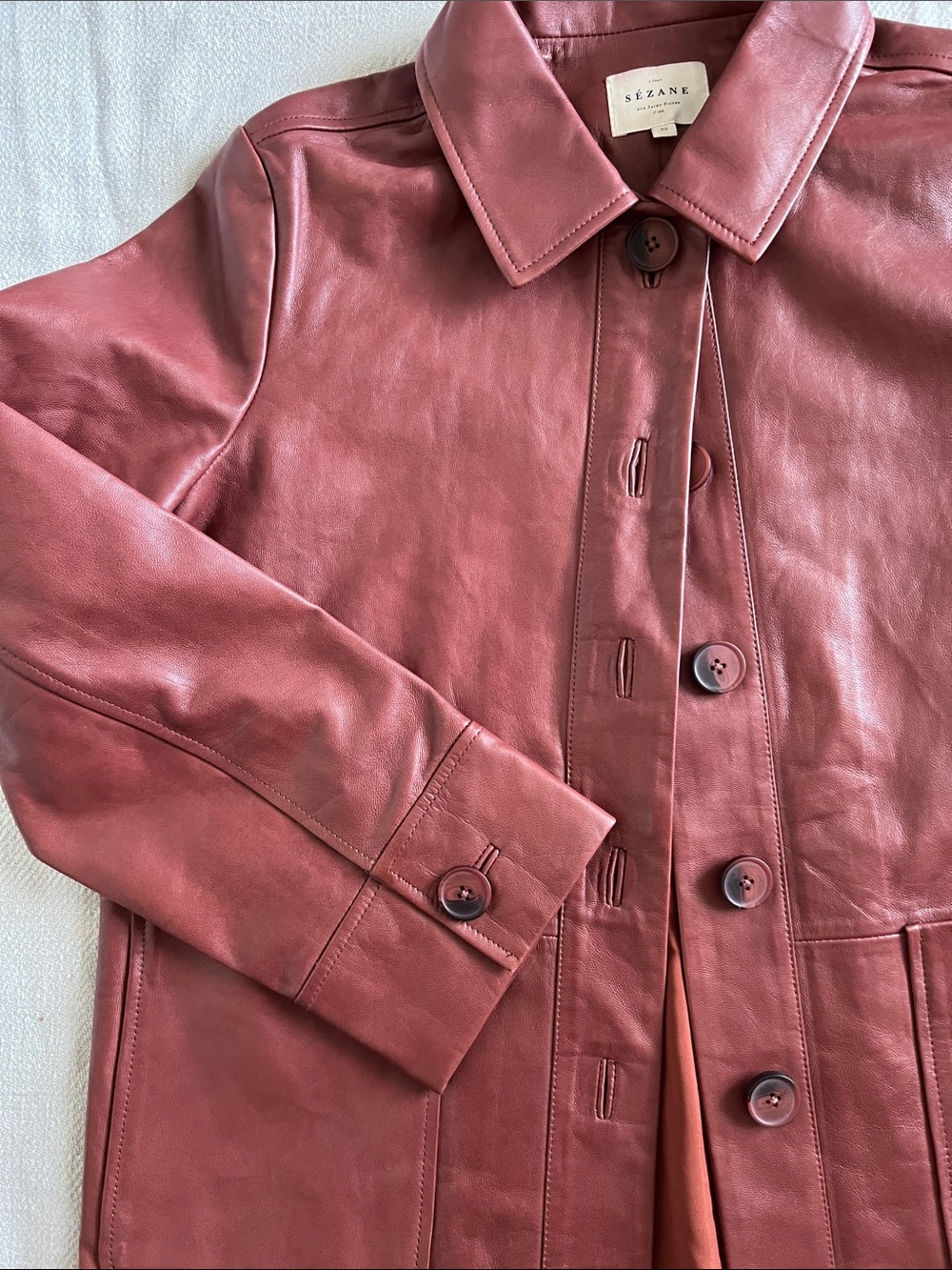 Sezane Gab Jacket Chestnut - Size 4 - Picture 3 of 6